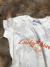 Load image into Gallery viewer, Tooled Leather Distressed Tee on Creme