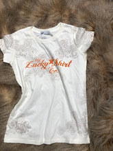 Load image into Gallery viewer, Tooled Leather Distressed Tee on Creme
